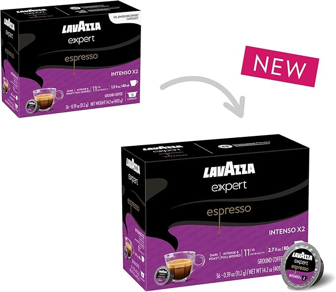 Lavazza Expert Espresso Intenso Double Shot Capsules, Dark Roast, Arabica and Robusta Blend, Compatible with Lavazza Classy Machines (36 Capsules)