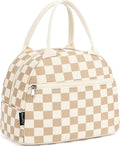 FlowFly Lunch Bag for Women Insulated Lunch Box Corduroy Lunch Tote Cooler for Travel Work Picnic,Corduroy Plaid Khaki