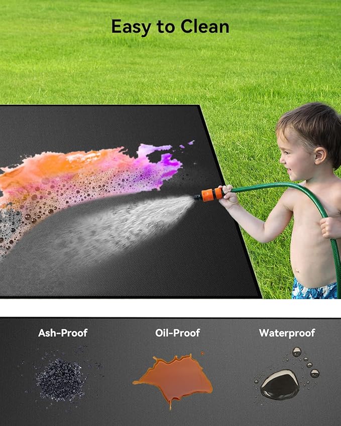 39×39 inch Heavy Duty Large Under Grill Mats for Outdoor Grill, Double-Sided Fireproof, Waterproof, Oil Proof Deck and Patio Protector, BBQ Mat Grill Floor Mats Fireplace Fire Pit Mat