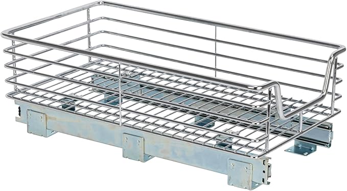 Household Essentials Glidez Chrome-Plated Steel 1-Tier Sliding Under Sink Cabinet Organizer, Chrome , 14.5"