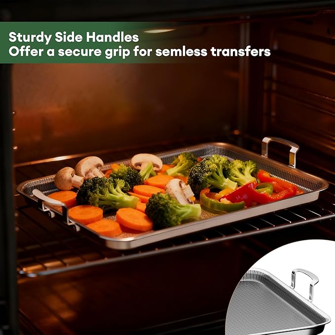 Stainless Steel Double Burner Griddle Pan, Nonstick Flat Top Grill Plate with Stainless Steel Handles, Induction Ready, Compatible with All Cooktops, Dishwasher-Friendly, Oven-Safe, Rectangular