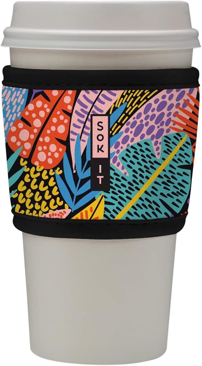 Sok It HotSok Coffee & Tea Reusable Insulated Neoprene Cup Sleeve (Feathered Foliage)