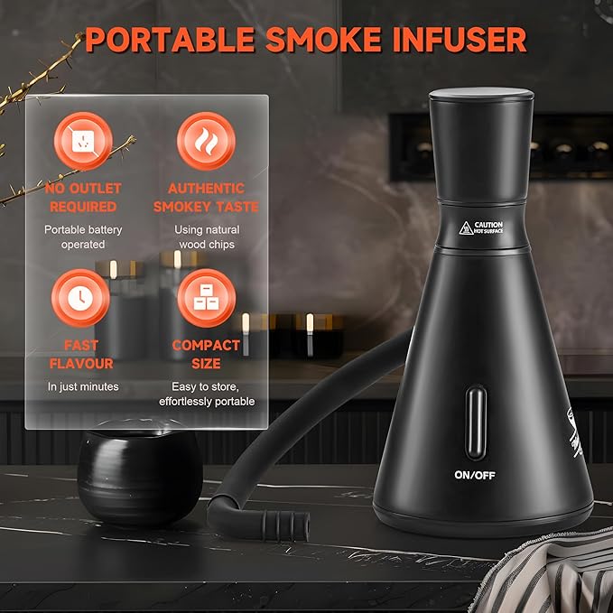 Elegant Cocktail Smoker Kit - Complete Whiskey Drink Smoking Gun with 8 Flavors of Wood Chips, Dome, and Accessories, Adds Flavor to Food and Drinks, Infuser Kit for Indoor Outdoor Use