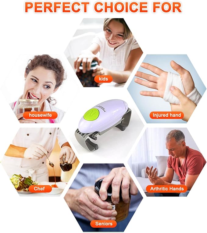 Electric Jar Opener for Arthritis Hands, Automatic Glass Jar Opener for Seniors, Bottle Opener for Weak Hands RA Suffers, Powerful Kitchen Gaget Suitable for Different Sizes of Jars