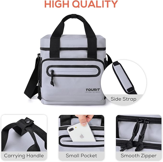 TOURIT Large Lunch Bag 14L Insulated Lunch Box Lunch Cooler for Men Women Work, Black
