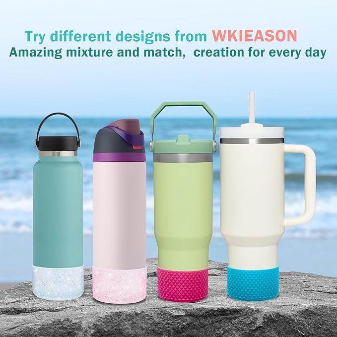 WK IEASON 2 Pcs Tumbler Bottom Protector Boot for Stanley Quencher Adventure 40oz & Stanley IceFlow 20oz 30oz, Stealth Landing-2.83inch Bottom Diameter
