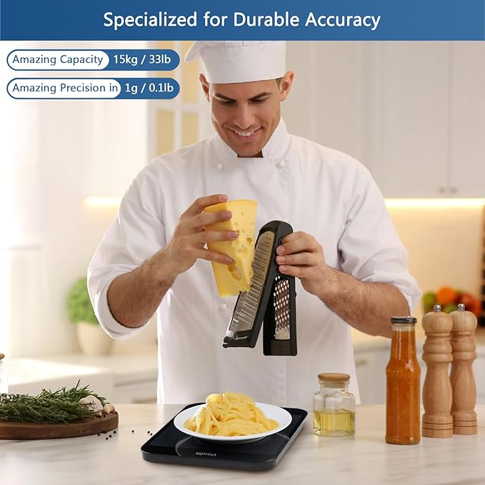 Vitafit 33lb/15kg Food Scale in 1g/0.1oz Precision, High Accuracy Assured by Professional Factory Since 2001, Kitchen Scale for Cooking and Baking, LED Display, Black