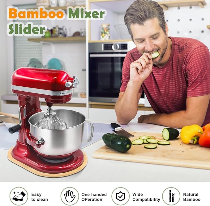 Bamboo Slide Mat for KitchenAid 5-8 Qt Bowl Lift Mixer, Attachments, Sliding Tray