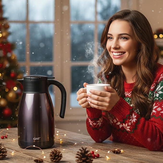 GiNT 51Oz Stainless Steel Thermal Coffee Carafe with Lid/Double Walled Vacuum Thermal Carafe / 12 Hour Heat Retention (Purple, 1.5L)