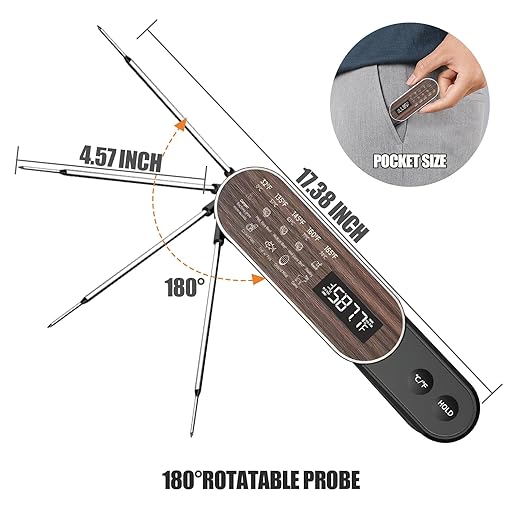 Smart Meat Thermometer Digital with Ultra-Fast 0.5 Sec Instant Read, NIST Certified ±0.5°F Accuracy, Auto-Rotating Backlight Display, IP67 Waterproof, Oven Safe for Grill, BBQ, Smoker, Candy