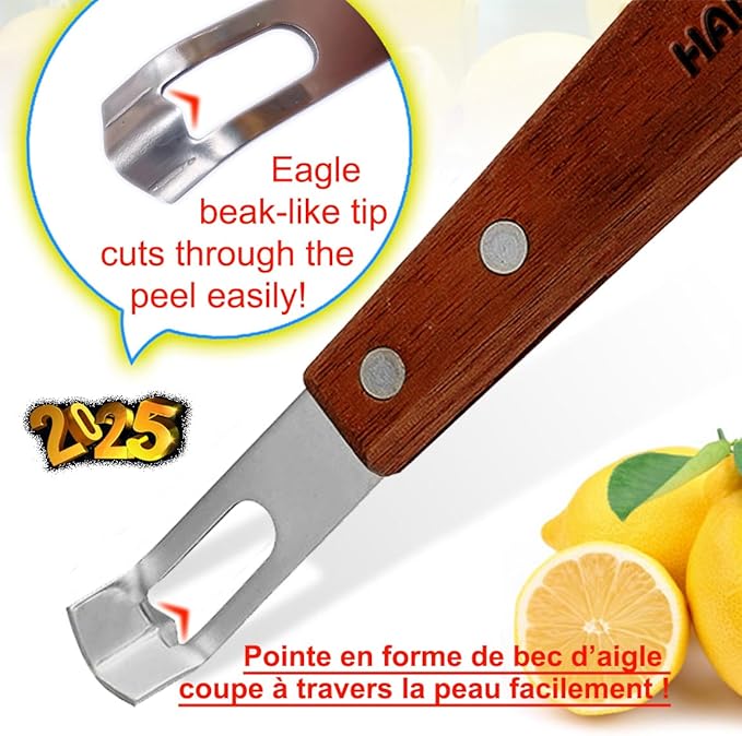 Channel Knife Zester - Fruit and Vegetable Tool for Decorating Cocktails, Desserts, and Salads Stainless Steel Tip 2 PACK