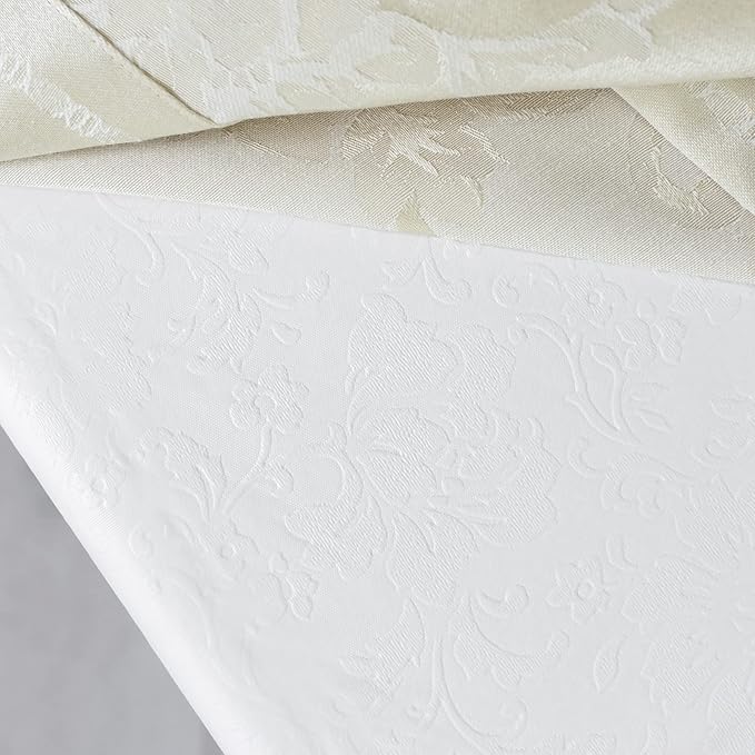 Benson Mills Deluxe Heavy Duty Vinyl Table Pad, Premium Table Protector, Waterproof with Flannel Backing, Quilted Design and Customizable (Off-White, 52" X 108" Rectangular)