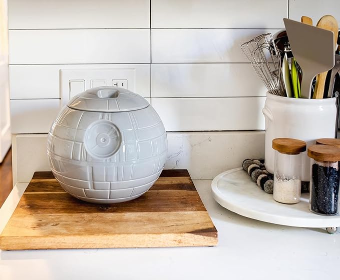 STAR WARS Death Star 10-Inch Ceramic Cookie Jar Container With Lid | Kitchen Storage For Snacks