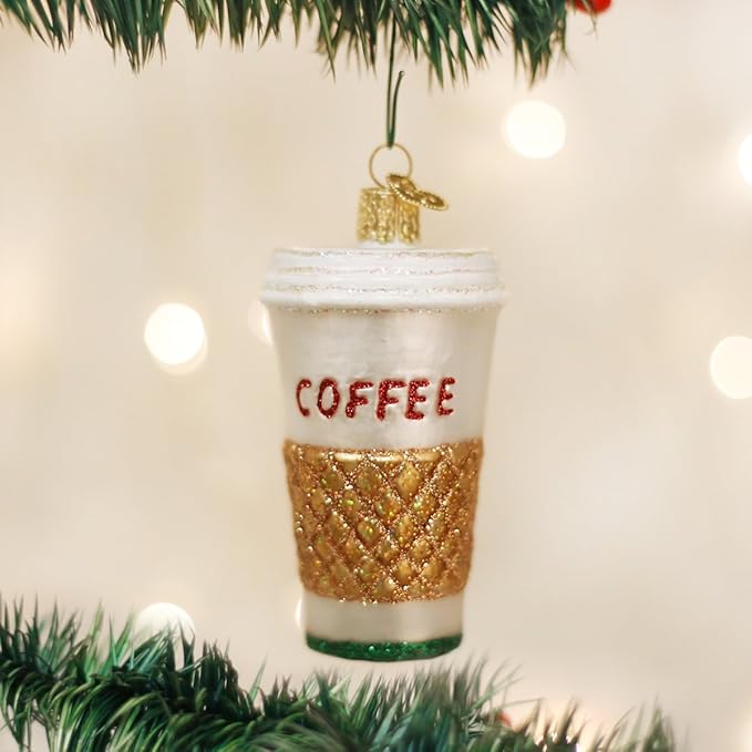 Old World Christmas Coffee To Go Glass Blown Ornament for Christmas Tree, Handcrafted Holiday Decoration, Coffee Collection