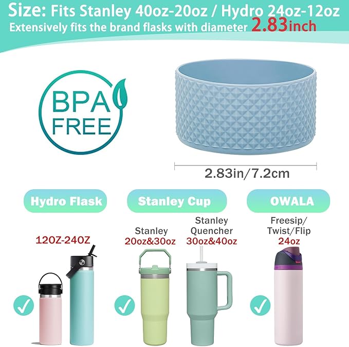 WK IEASON Protective Silicone Base Boot for Hydro Flask Mouth, Anti-Slip Silicone Sleeve Cover Bumper for Hydro Water Bottle Accessories -2.83inch Bottom Diameter