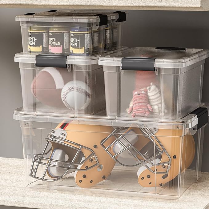 Superio Clear Plastic Storage Bin with Lid, 11 Qt, Non-Toxic, BPA Free, Odor Free, Organizer Storage Box, Stackable Plastic Tote for Home, Garage, School, and Office