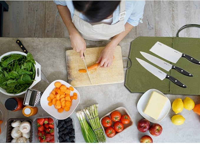 HERSENT Chef's Knife Roll Bag,Portable Travel Chef Knife Case Carrier Storage Bag with 4 Slots Best Gift for Pro Chef or Culinary Enthusiasts Men Women