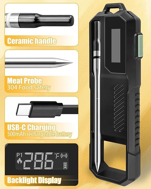 Meat Thermometer with Ultra-Thin Probe, Single Probe Thermometer