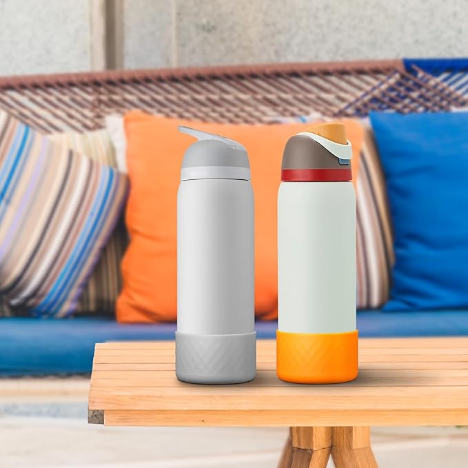 2PCS Silicone Water Bottle Boot for Owala 32oz, Protective Bottom Bumper Anti-Slip Sleeve for FreeSip, Twist, and Flip Stainless Steel Bottles, Dishwasher Safe and BPA Free