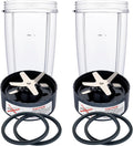 Upgrade Blender Cups and Blades Fit for Nutribullet 600w/900w, Replacement Parts 24oz Cups and Extractor Blades with 4 Rubber Gaskets, Blender Accessories (8 Pcs)