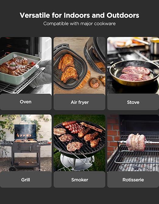 GoveeLife Bluetooth Wireless Meat Thermometer with Digital Standalone LCD Base, WiFi Unlimited Range, ±1.8℉ Accuracy, Food Grade Internal Ambient Sensor Probes for Kitchen, BBQ, Grill, Oven, Smoker