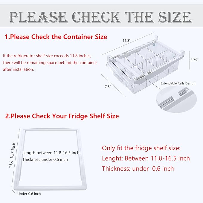 Refrigerator Organizer Bins - Clear Plastic Container Drawer for Egg Vegetable Fruit Snack Drink Food, Home Essentials Organization and Storage for Fridge Kitchen Cabinet Pantry Freezer