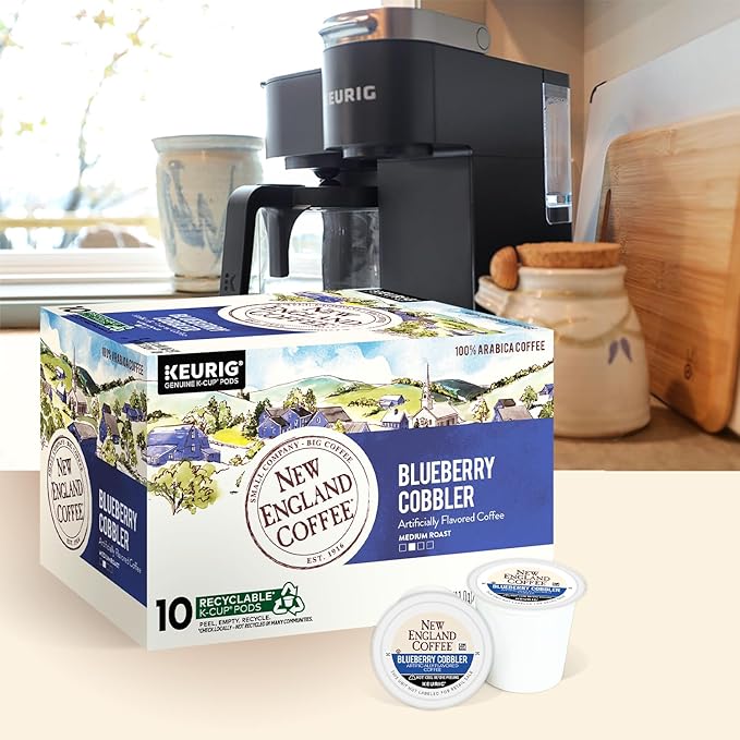 New England Coffee Blueberry Cobbler Medium Roast Single Serve Pods, 10ct Box (Pack of 1)