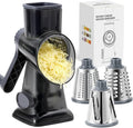 HANSGO Rotary Cheese Grater Hand Crank, Shredder Slicer Grinder, 3 Large Diameter Metal Blades & Cleaning Brush, Non-slip Suction Base, Labor-Saving Handle, Kitchen Gadgets for Cheese, Vegetable, Nuts