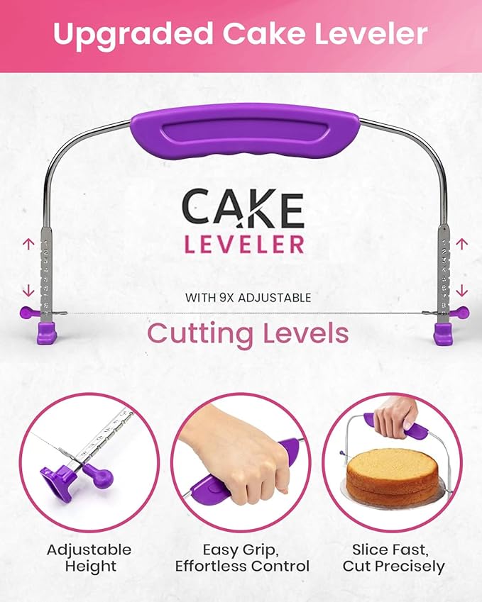 RFAQK 200PCs Cake Decorating Kit with Cake Turntable & Leveler, Baking Supplies Gift Includes 110+1 Piping Bags,55 Icing Tips,2 Frosting Spatulas, Adjustable Scraper, Video Tutorial, Booklet & more