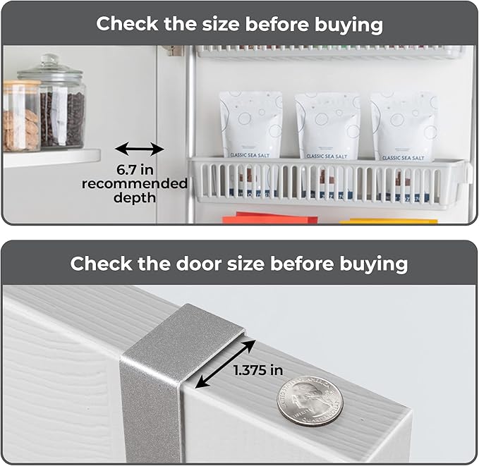 Smart Design Over-the-Door Organizer for Storage – Perfect for Pantry Organization, Bedroom, Bathroom Storage, Playroom, or Kitchen - Adjustable Steel Frame with 6 Baskets & Wall Mount – Grey …