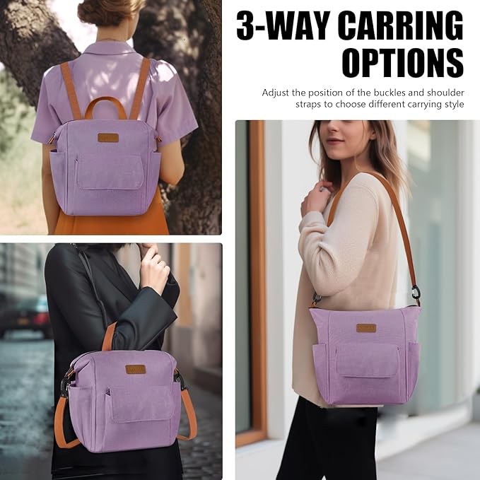 Joymee Lunch Bag Women Insulated Lunch Box Reusable Leakproof Large Spacious Cooler Tote for Women Men Adult with Bottle Holder and Side Pockets for Work Office Travel Picnic -08 Purple