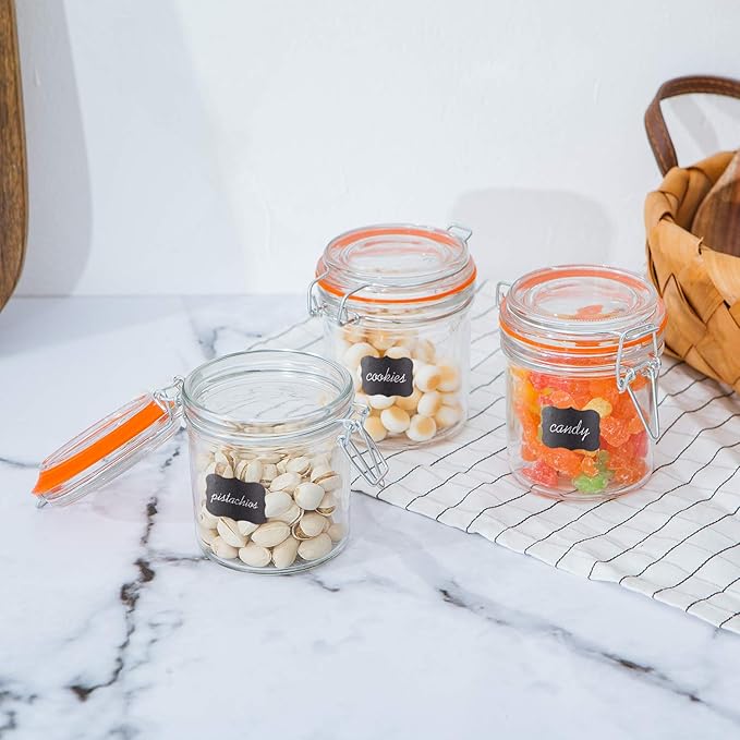Encheng Glass Jars With Airtight Lids, Mason Jars 8 oz,Glass Jar With Leak Proof Rubber Gasket 250ml,Storage Jars With Hinged Lid for Home and Kitchen,12 Pack