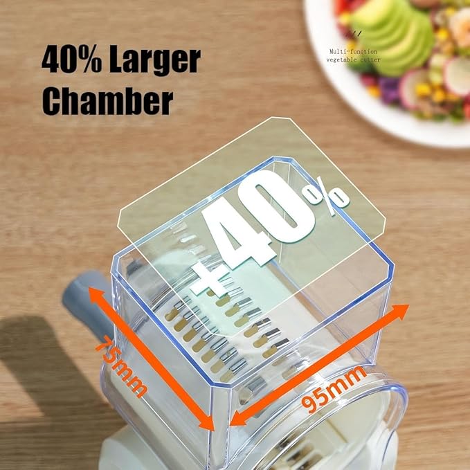 Rotary Cheese Grater with Hand Crank, Multi-Purpose Shredder Slicer with 3 Interchangeable Stainless Steel Blades for Shredding, Slicing, and Grating Cheese, Vegetables, and Fruit (Beige)