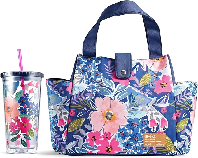 Fit & Fresh Lunch Bag For Women, Insulated Womens Lunch Bag For Work, Leakproof & Stain-Resistant Large Lunch Box For Women With Matching Tumbler, Snap Closure Westport Bag Floral