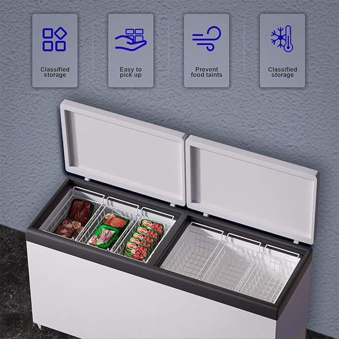 SANNO Chest Freezer Baskets, Deep Freezer Organizer Bins Sturdy Metal Wire Freezer Organizer for Home Kitchen, 17.5in