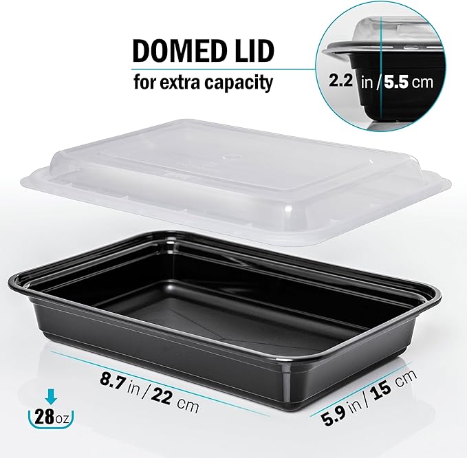Igluu Meal Prep Containers Reusable (30 Pack) – Food Containers with Lids – Stackable, Microwave, Freezer & Dishwasher Safe – 28oz/828ml – 1 Compartment – BPA-Free