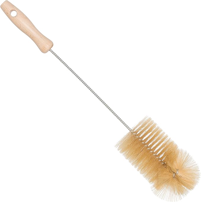 Redecker Natural Pig Bristle Soda Bottle Brush, 15-Inches, Flexible Wire Handle, Made in Germany