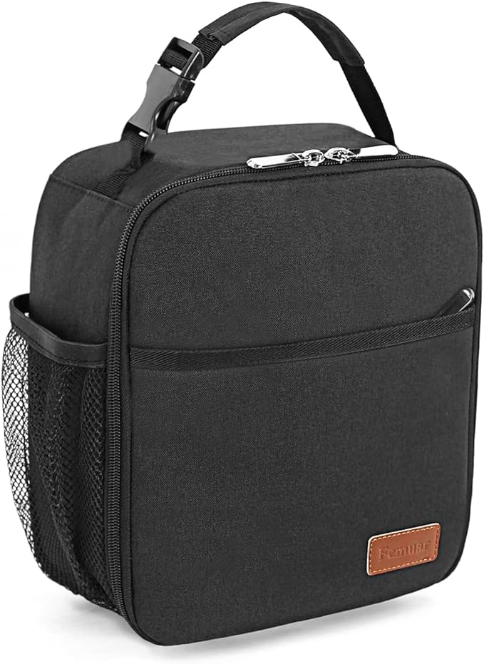 Femuar Lunch Box for Men Women Adults, Small Lunchbox for Work Picnic - Reusable Lunch bag Portable Lunch tote, Black