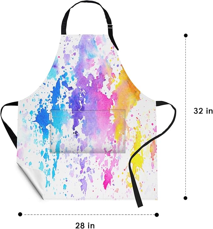 Britimes Apron Home Kitchen Cooking Baking Gardening for Women Men with Pockets Shades Watercolor Clouds Colorful Paint 32x28 inch