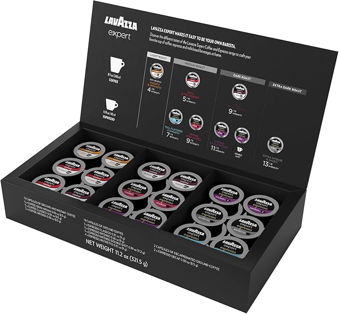 Lavazza Expert Variety Pack, Contains Light, Medium, and Dark Roast Espresso and Coffee Capsules, Compatible with Lavazza Classy Machines (36 Capsules)