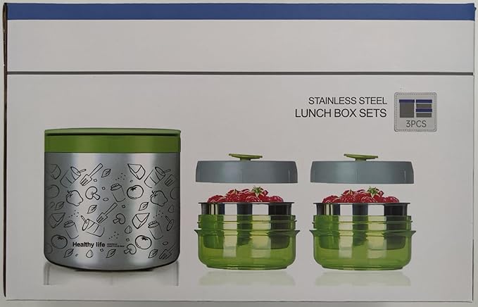 Lille Home Portable Insulated Lunch Box Set with Stainless Steel Cutlery, vacuum lunch box, to Keep Food Warm or Cool, Two Containers for Fruits and Sauces, Durable and Leak-Proof(GREY)