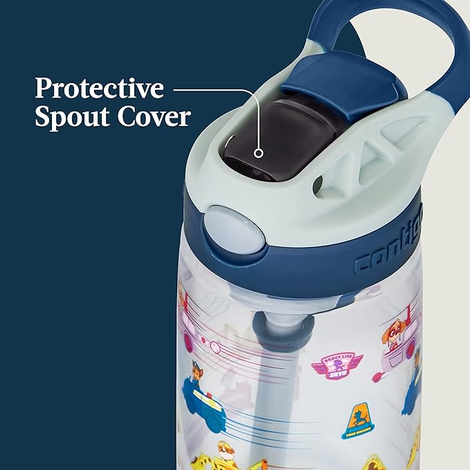 Contigo Aubrey Kids Dinos & Sharks Cleanable Water Bottle with Silicone Straw Spill-Proof Lid Dishwasher Safe 14oz 2-Pack (Pack of 4)