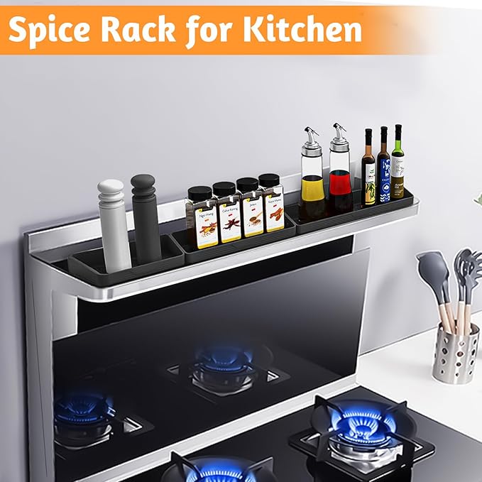 30"/24"/20" Silicone Magnetic Shelf for Stove Top for Kitchen Gadgets, Soft Flexible Strong Magnetic Heat Resistant Over the Stove Top of Shelf Spice Rack Kitchen Organizer for Back of Oven