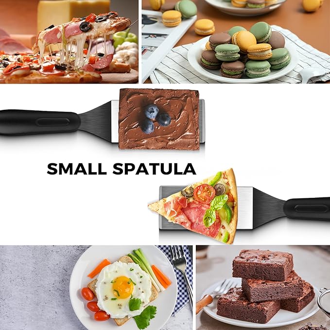 Metal Spatulas for kitchen Use, 2 PCS Professional Serving Spatula with Heat Resistant Handle, Stainless Steel Spatula Ideal for Pancakes, Eggs, Griddle Scraper, BBQ or Desserts