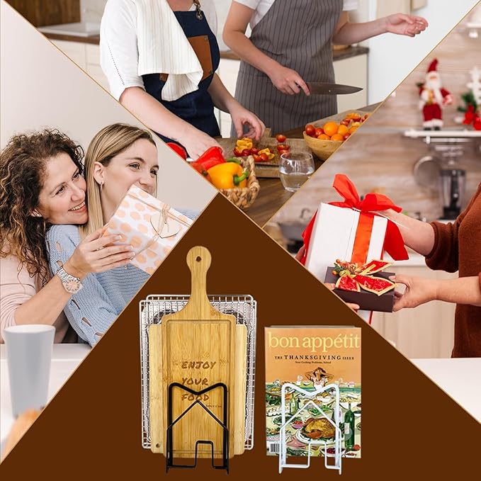 SUNFICON 2 Pack Cutting Board Racks Holders Pot Pan Lids Holders Chopping Board Organizers Thin Bakeware Trays Dry Display Stands Kitchen Countertop Cabinet Office Black