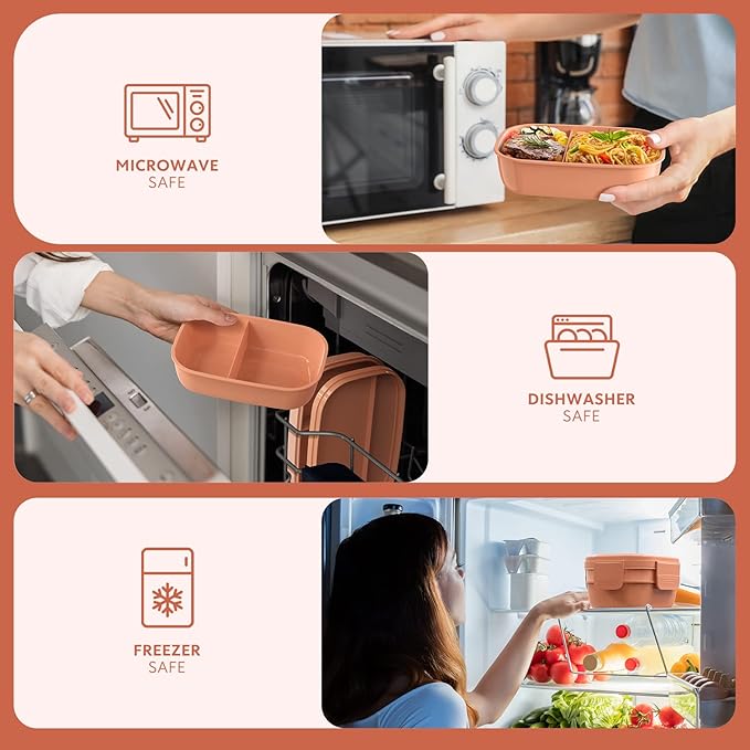 Bento Box Adult Lunch Box,3 Stackable Bento Lunch Containers for Adults/Kids, Modern Minimalist Design Bento Box with Utensil Set, Leak-Proof Lunchbox for Dining Out, Work, Picnic, School