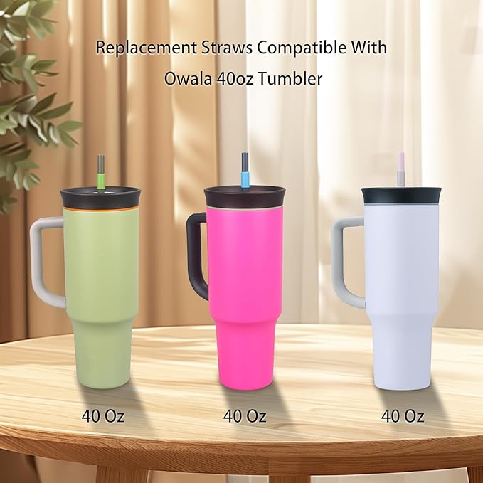 Replacement Straws for Owala 40oz Tumbler, with 1 Brush,6 Pack (Orange-blue)