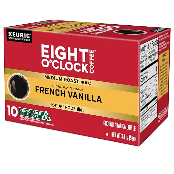 Eight O'Clock Coffee French Vanilla, Single-Serve Coffee K-Cup Pods, Medium Roast, 60 Count