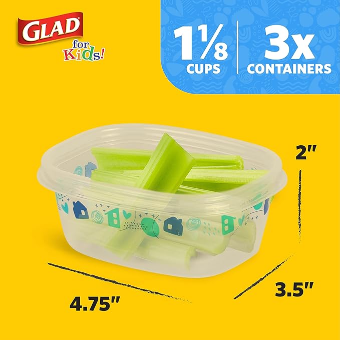 Glad for Kids GladWare Variety Pack - Back-to-School Food Storage Containers with Lids - Mixed Sizes with Rainbow and Cute Patterns - Tight-Sealing Kids Lunch Set - 26 Pieces