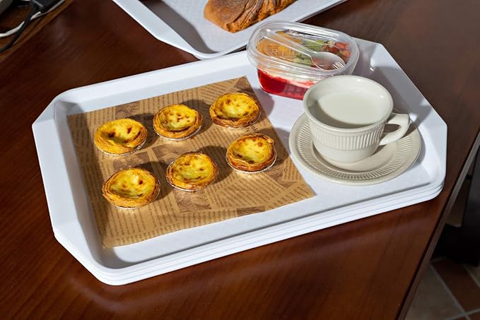 12-Piece White Plastic Fast Food Serving Trays,16.83 by 11.92-Inch